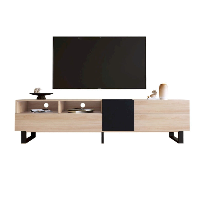 70.9 TV Stand with Double Storage Space and Drop Down Door for TVs Up to 80