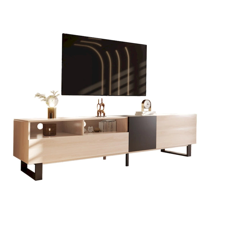 70.9 TV Stand with Double Storage Space and Drop Down Door for TVs Up to 80