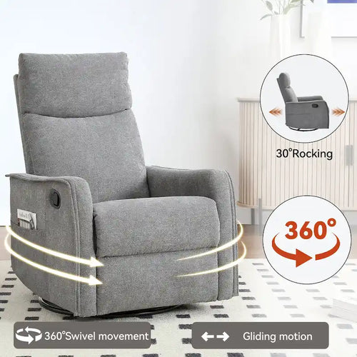 360 Swivel Rocker Recliner Chair with Massage and Lumbar Heating