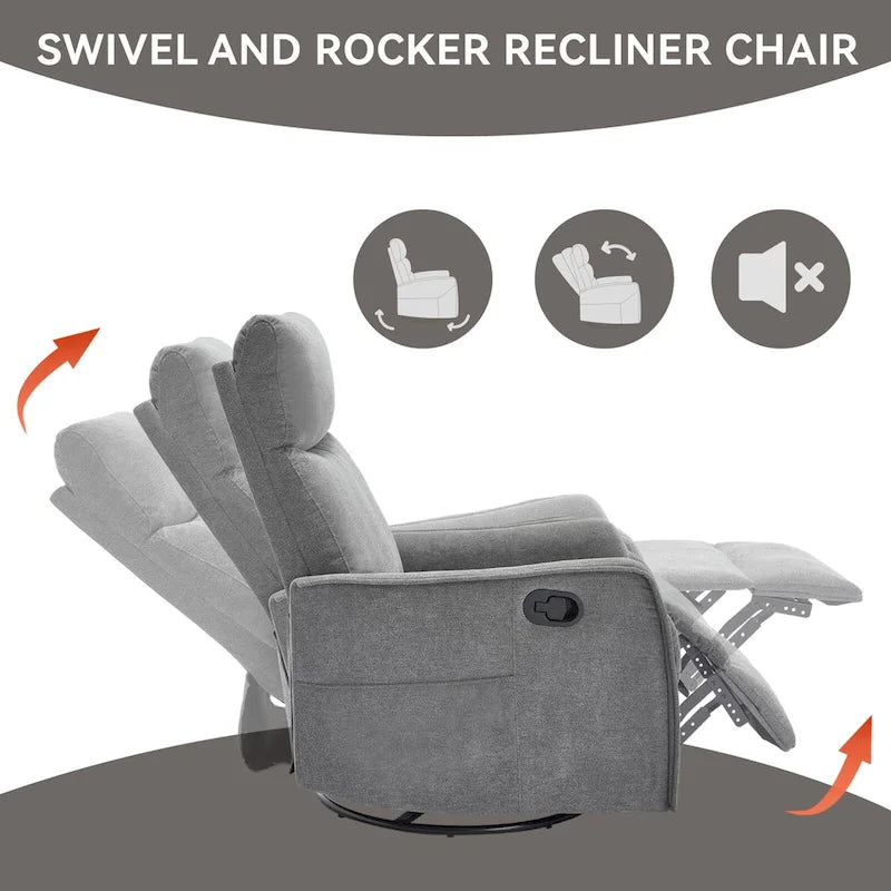 360 Swivel Rocker Recliner Chair with Massage and Lumbar Heating