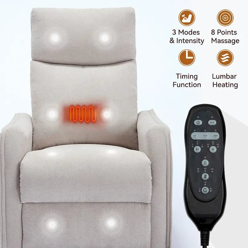 360 Swivel Rocker Recliner Chair with Massage and Lumbar Heating