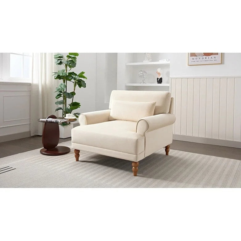 Beige 37.8 Velvet Accent Chair