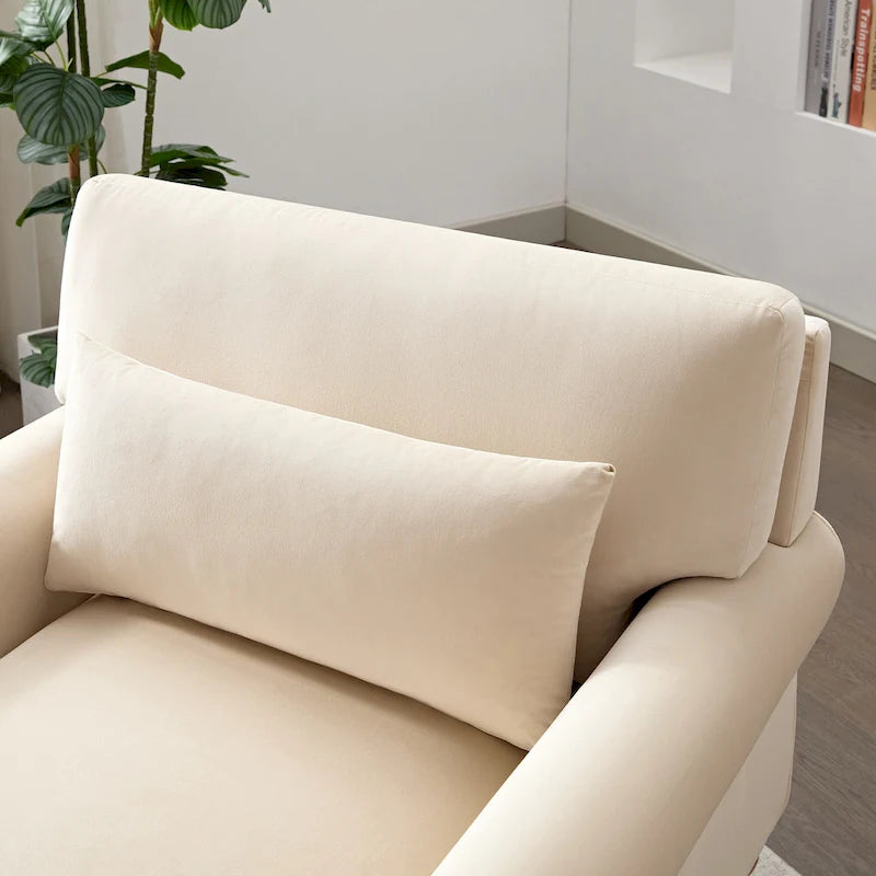 Beige 37.8 Velvet Accent Chair