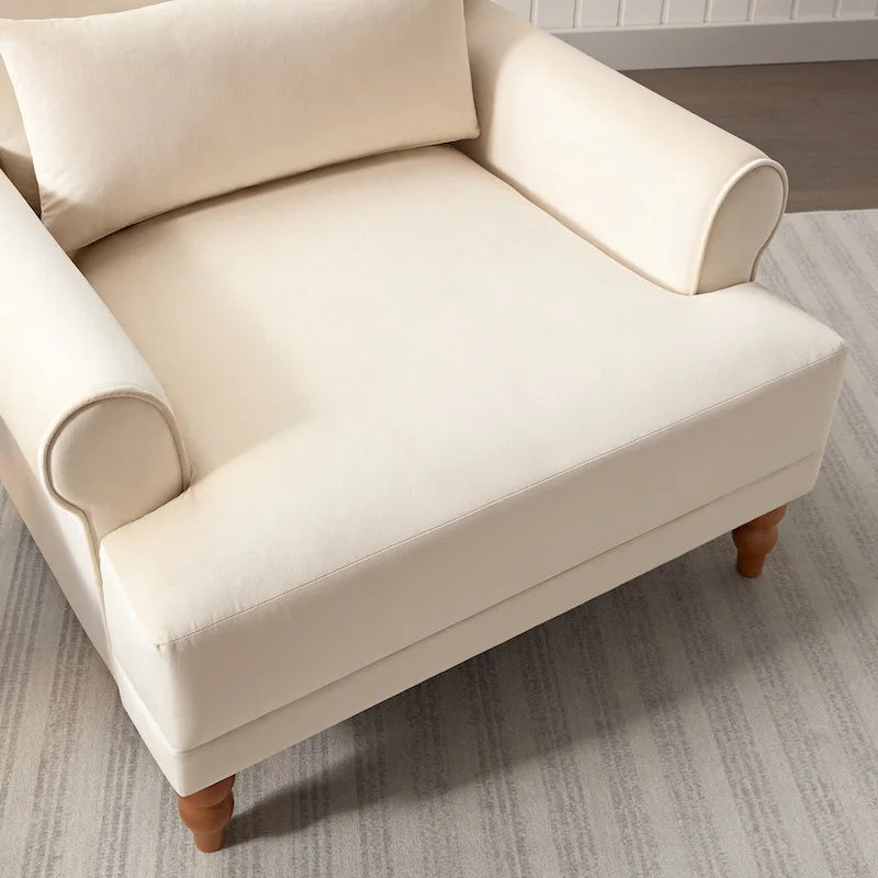 Beige 37.8 Velvet Accent Chair