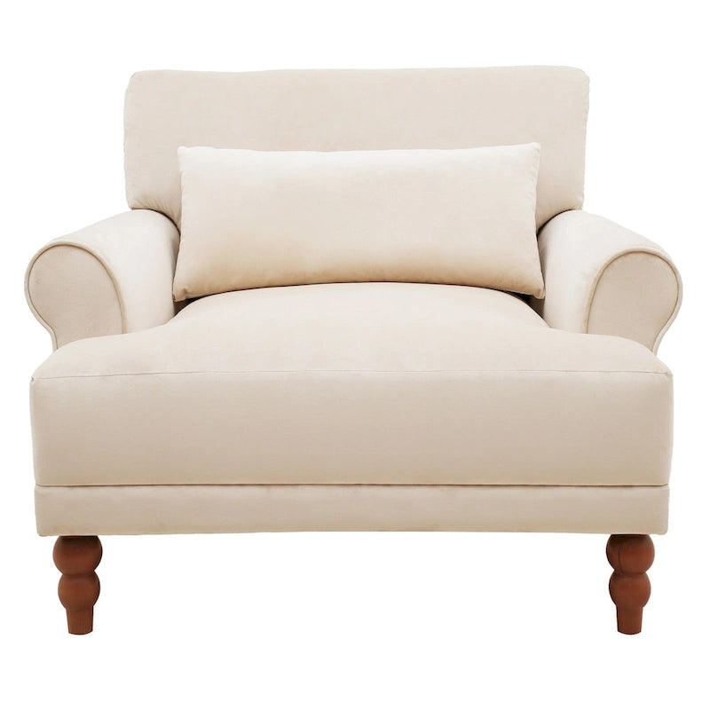 Beige 37.8 Velvet Accent Chair