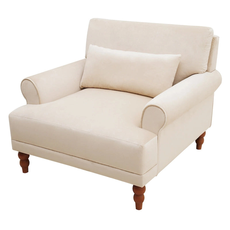 Beige 37.8 Velvet Accent Chair