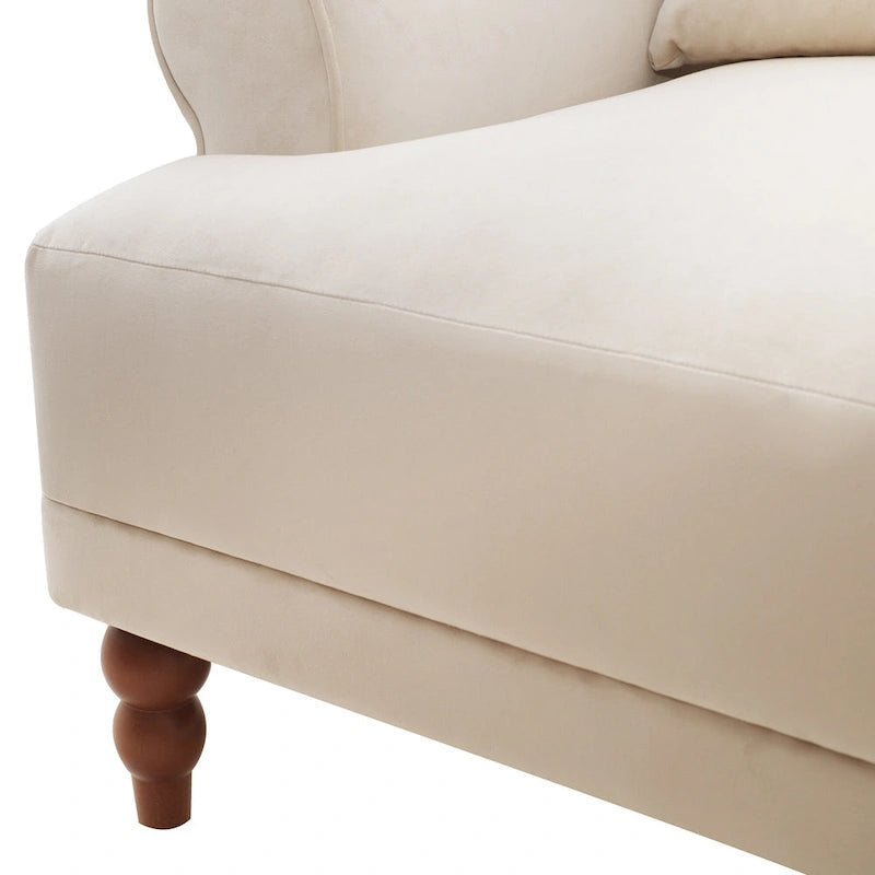 Beige 37.8 Velvet Accent Chair
