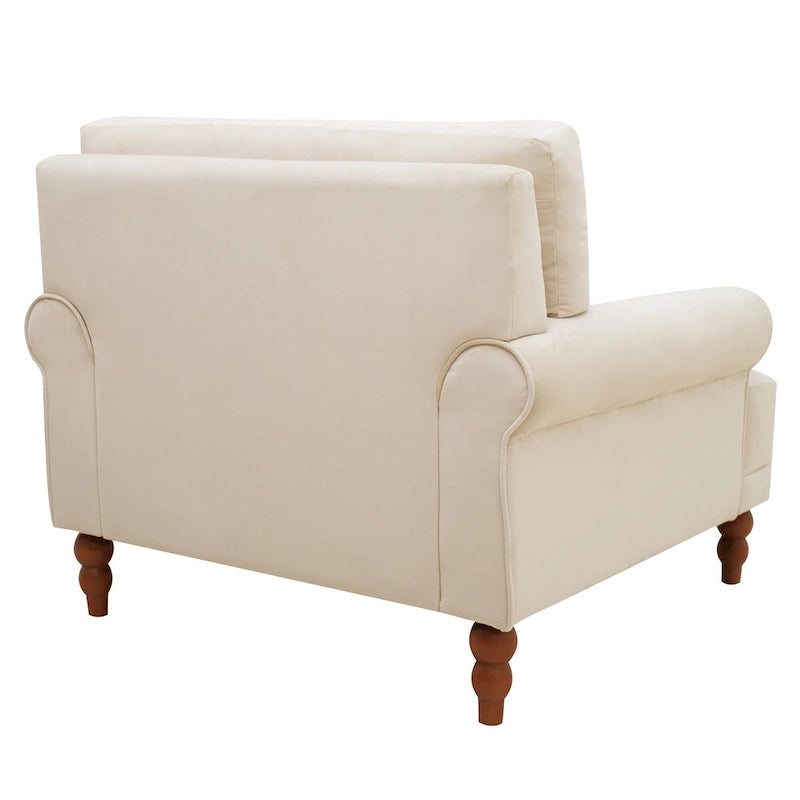Beige 37.8 Velvet Accent Chair