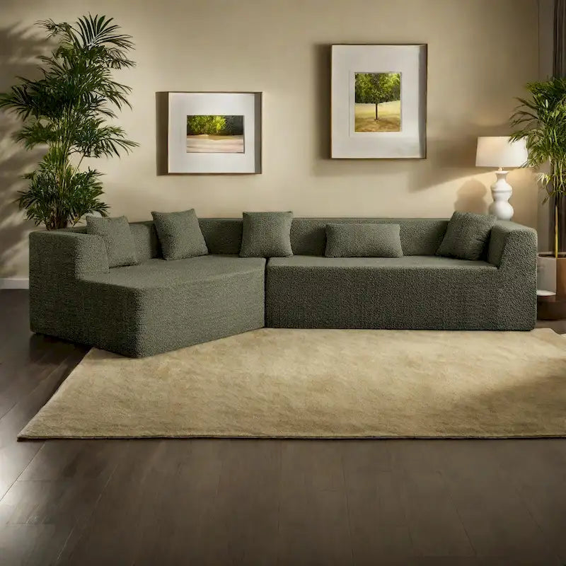 127.5Polyester Modular Sectional Cloud Couch with Deep Seat, No Assembly Required, and Modern Minimalist Design