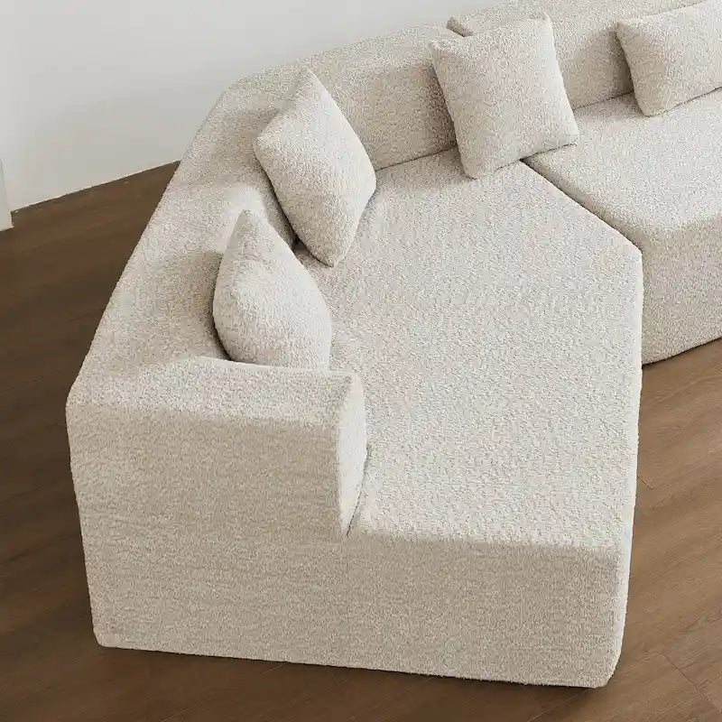 127.5Polyester Modular Sectional Cloud Couch with Deep Seat, No Assembly Required, and Modern Minimalist Design