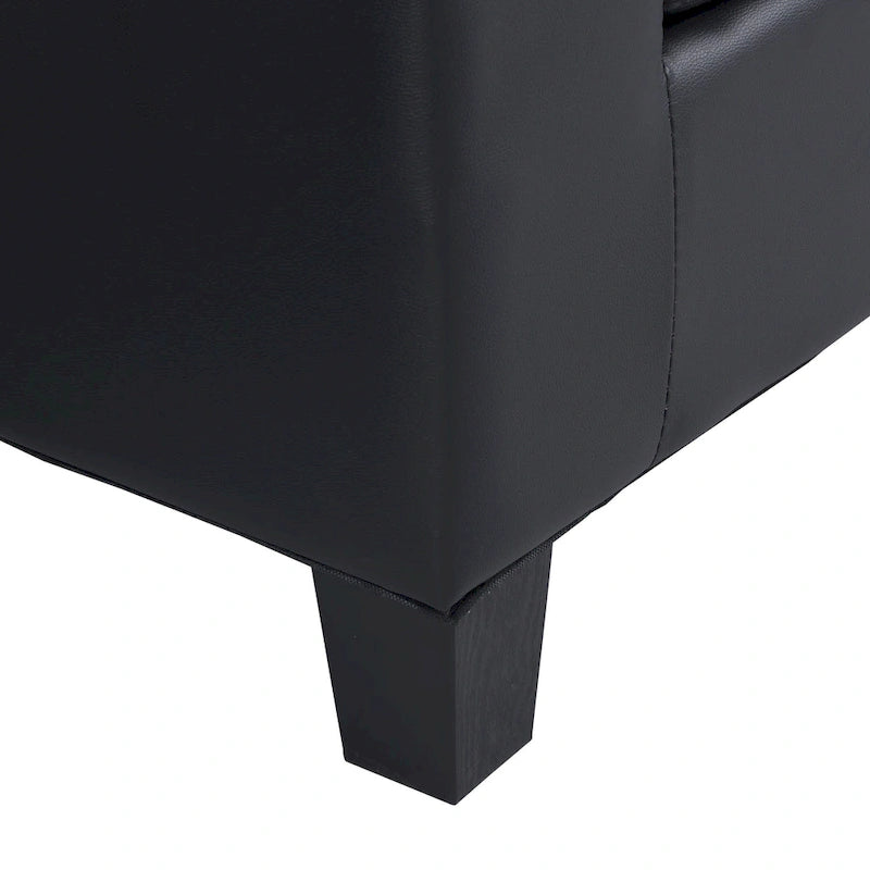 Black 96.06 Modern L-Shaped 4 Seater Sectional Sofa with Chaise Lounge, Cup Holders, and Throw Pillows