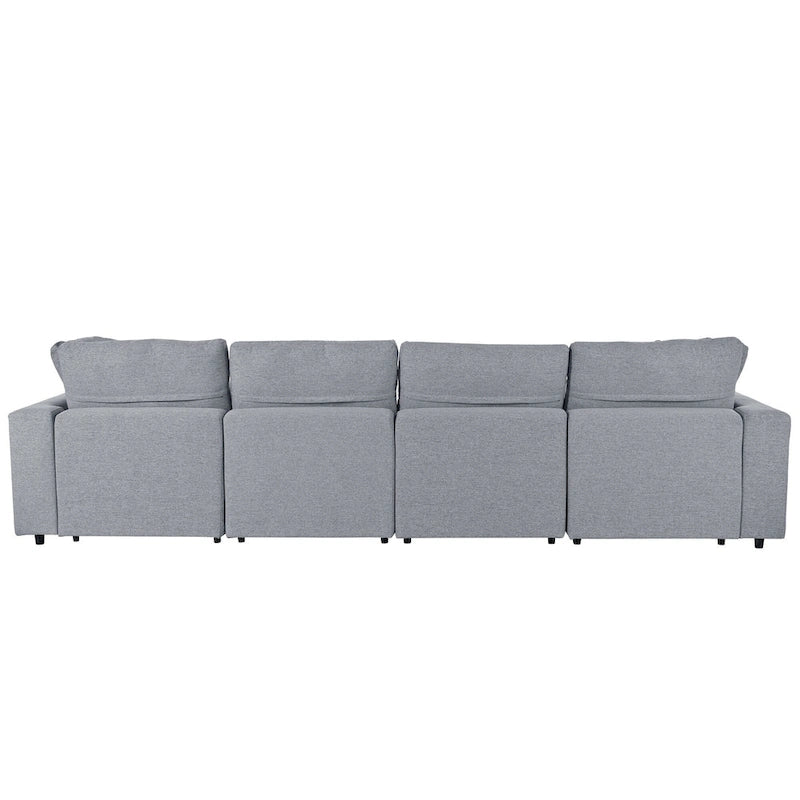 134.40 Modern U-Shaped 6 Seater Sectional Sofa with 2 Large Chaises, Removable Ottomans and Soft Cushions