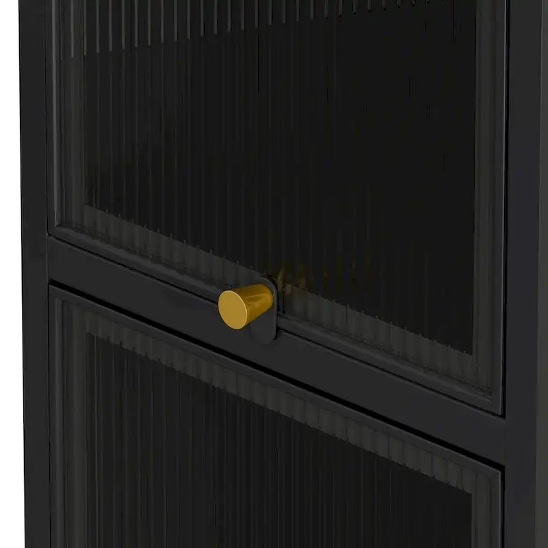 Modern Glass Door Cabinet with Featuring Storage, for Entryway Living Room Bathroom Dining Room