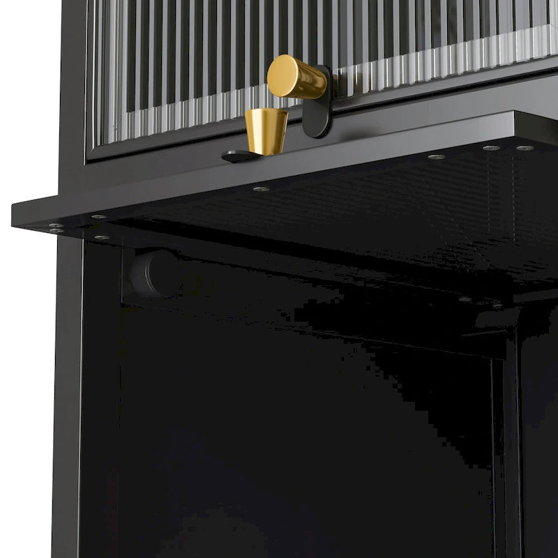 Modern Glass Door Cabinet with Featuring Storage, for Entryway Living Room Bathroom Dining Room