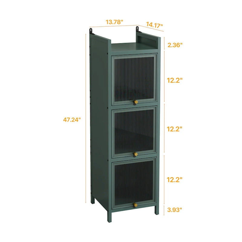 Modern Glass Door Cabinet with Featuring Storage, for Entryway Living Room Bathroom Dining Room