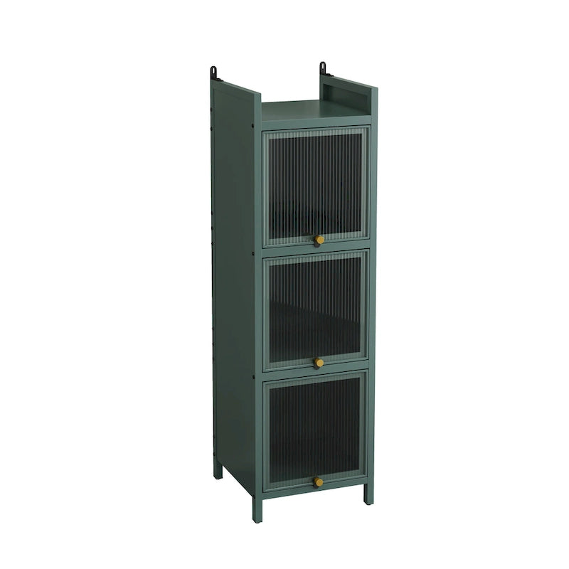 Modern Glass Door Cabinet with Featuring Storage, for Entryway Living Room Bathroom Dining Room
