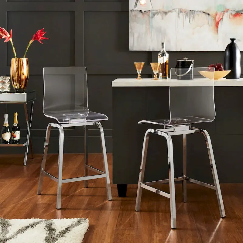 Maravilla Acrylic Swivel High Back Stools (Set 2)
