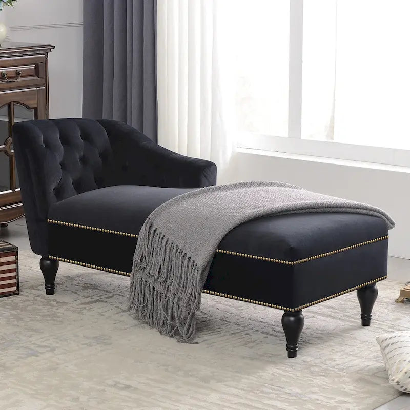 [New+Video] 58Velvet Chaise Lounge - 26.50 x 58.00 x 28.60