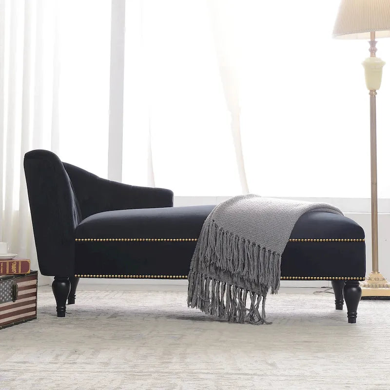 [New+Video] 58Velvet Chaise Lounge - 26.50 x 58.00 x 28.60