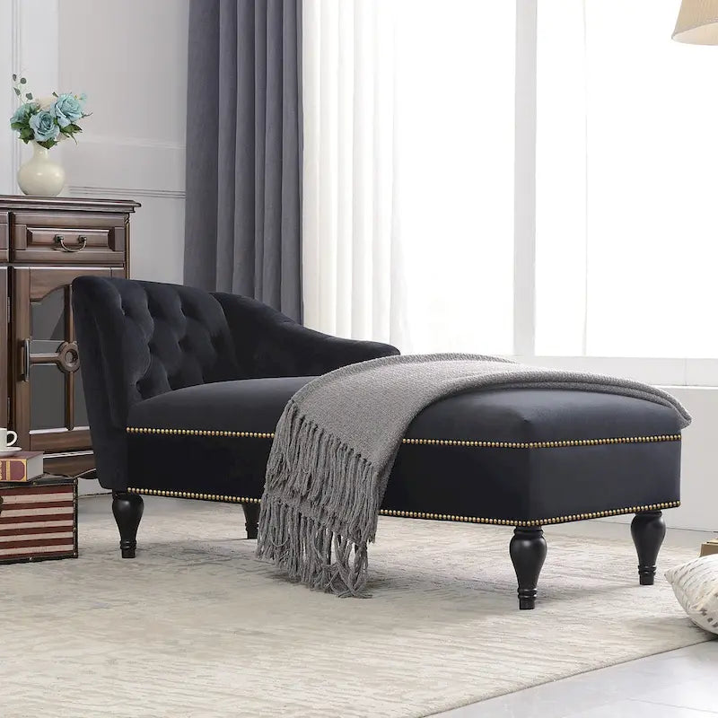 [New+Video] 58Velvet Chaise Lounge - 26.50 x 58.00 x 28.60