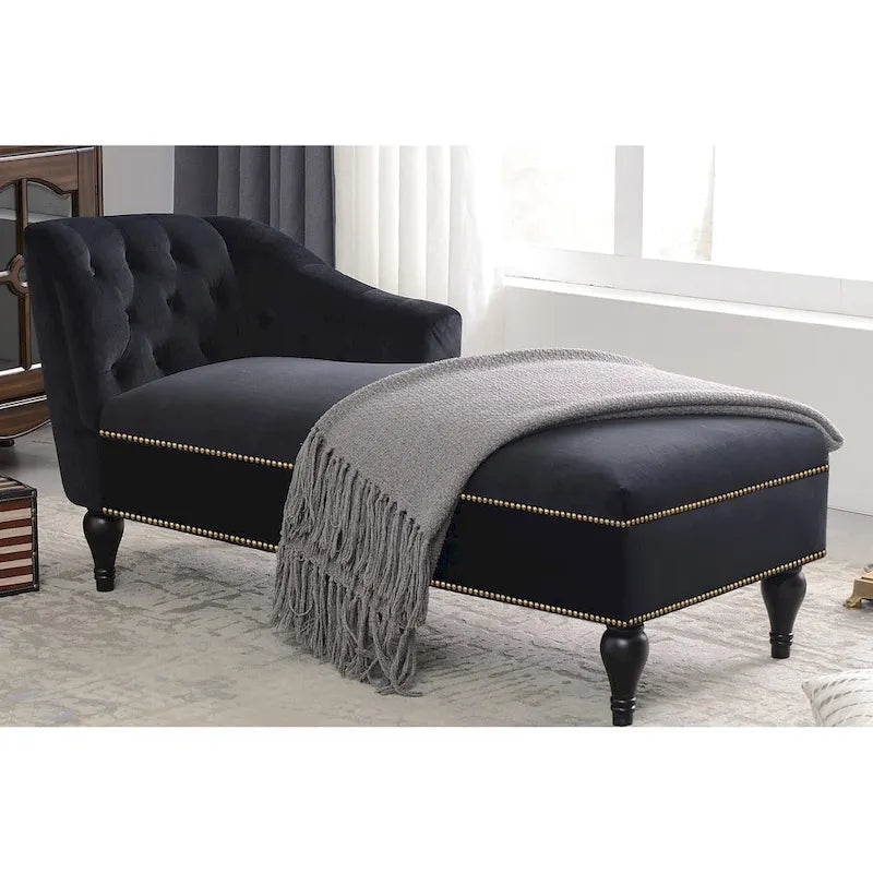 [New+Video] 58Velvet Chaise Lounge - 26.50 x 58.00 x 28.60