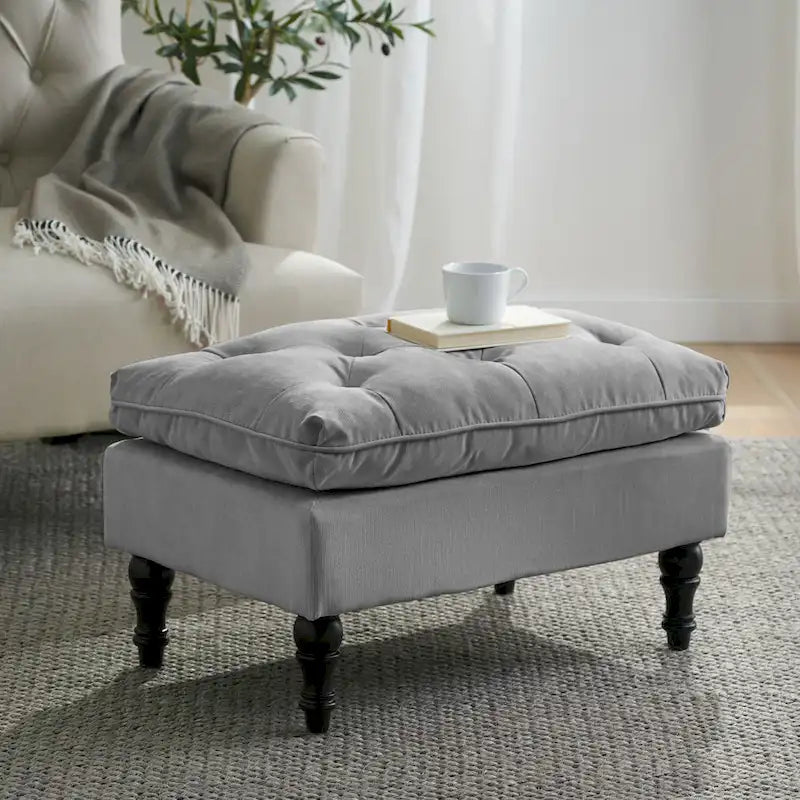 Jeremy Modern Tufted Fabric Pillow Top Ottoman by Christopher Knight Home