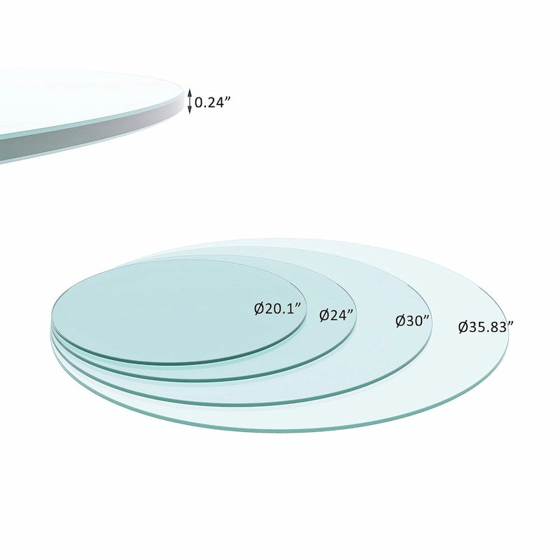 Round Tempered Glass Table Top with Thick Flat Polished Edge