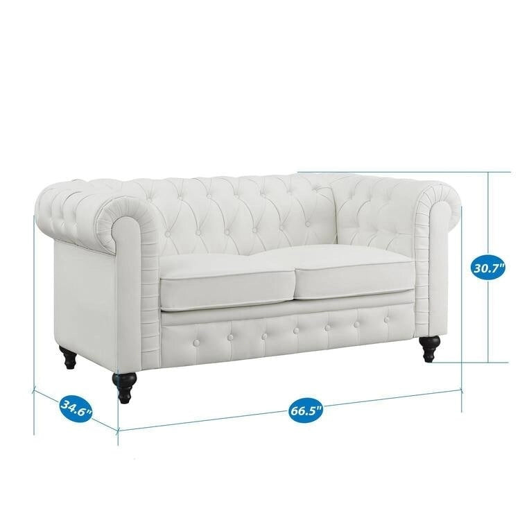 Emery Chesterfield Loveseat, Luxurious Comfort for Cozy Living Rooms, Mid-Century Modern couch, Elegance & Serenity