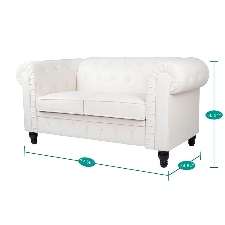 Emery Chesterfield Loveseat, Luxurious Comfort for Cozy Living Rooms, Mid-Century Modern couch, Elegance & Serenity