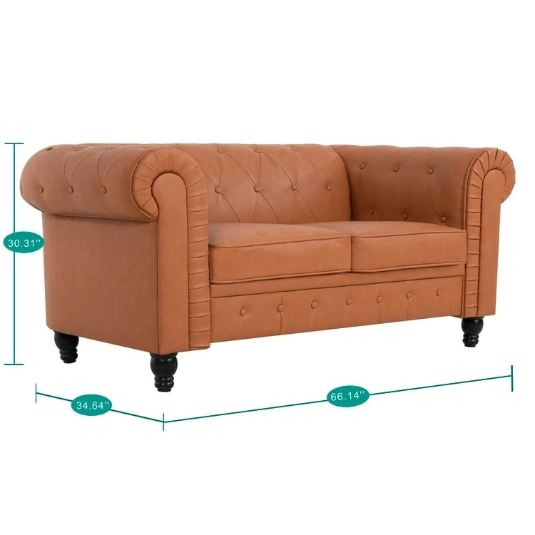 Emery Chesterfield Loveseat, Luxurious Comfort for Cozy Living Rooms, Mid-Century Modern couch, Elegance & Serenity