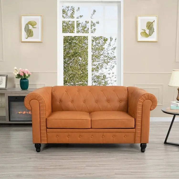 Emery Chesterfield Loveseat, Luxurious Comfort for Cozy Living Rooms, Mid-Century Modern couch, Elegance & Serenity