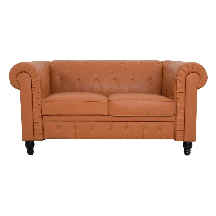 Emery Chesterfield Loveseat, Luxurious Comfort for Cozy Living Rooms, Mid-Century Modern couch, Elegance & Serenity