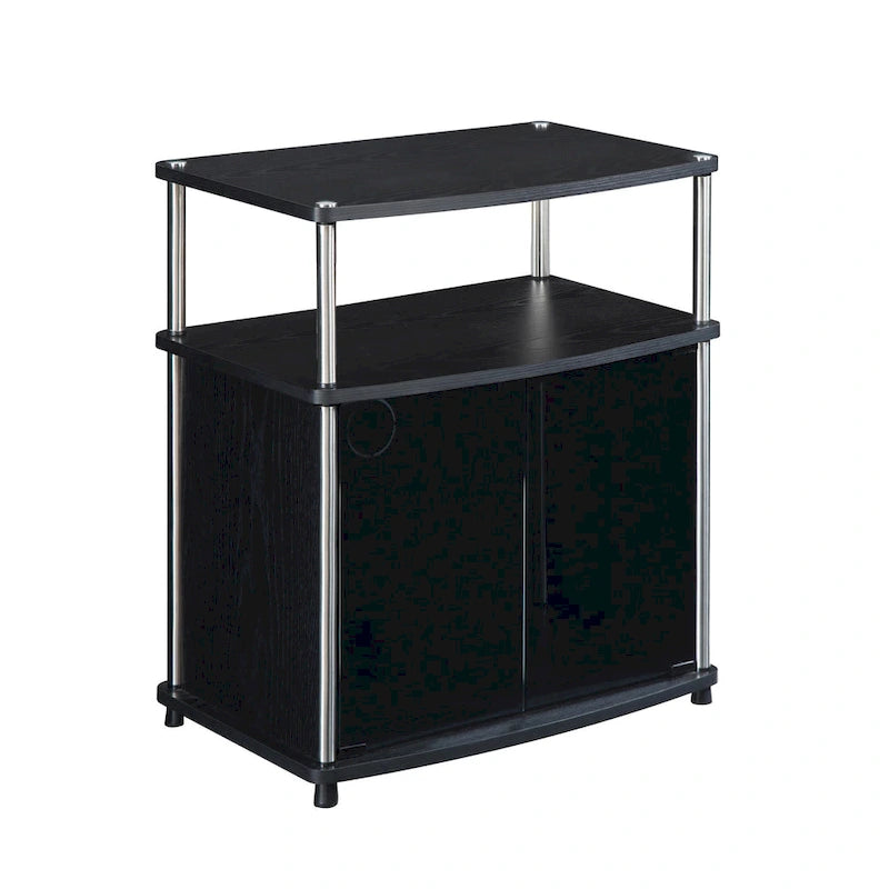 Convenience Concepts Designs2Go 26 inch TV Stand with Black Glass Storage Cabinet and Shelf
