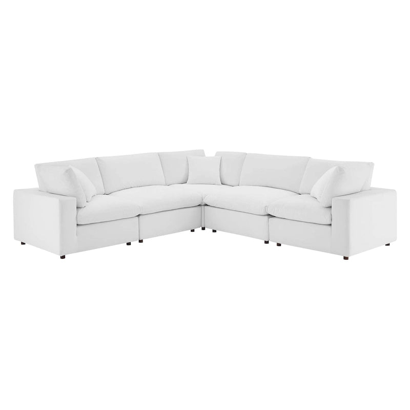 Commix Down Filled Overstuffed Velvet 5-Piece Sectional Sofa