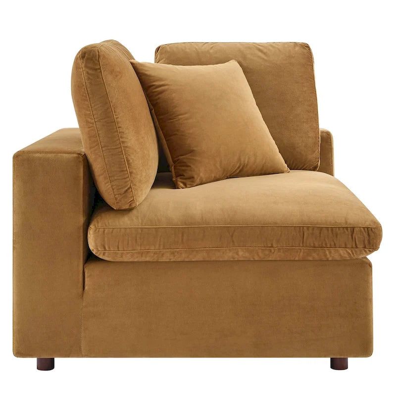 Commix Down Filled Overstuffed Velvet 5-Piece Sectional Sofa