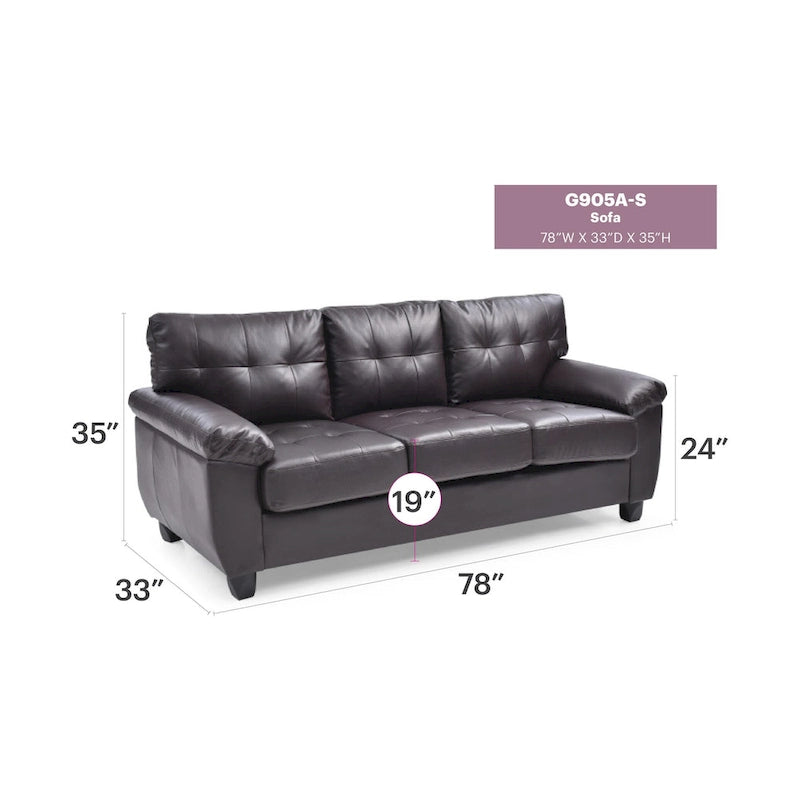 Gallant 78 in. W Flared Arm Faux Leather Straight Sofa - 33L x 78W x 35H