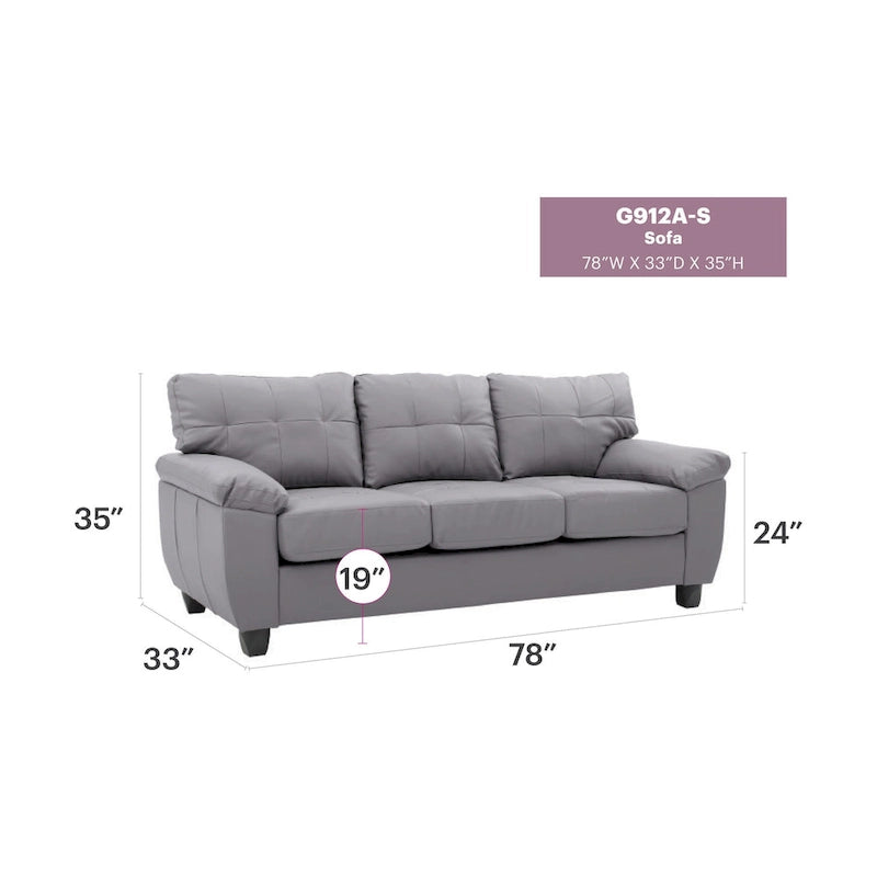 Gallant 78 in. W Flared Arm Faux Leather Straight Sofa - 33L x 78W x 35H