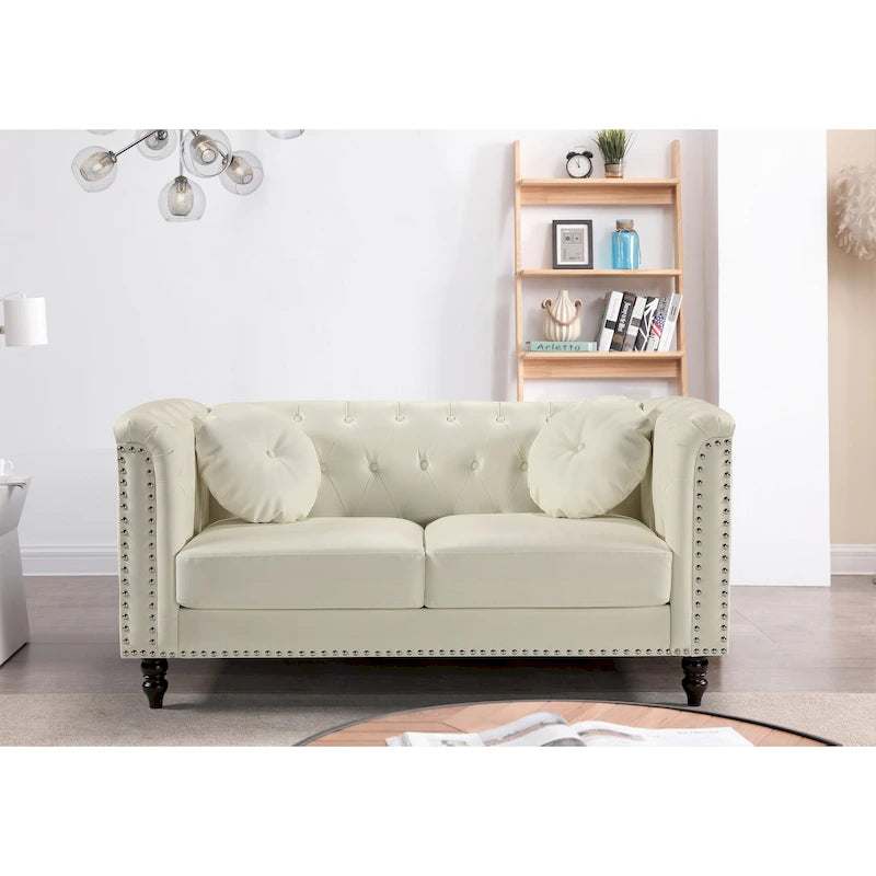 Atkinson Classic Kittleson Nailhead Chesterfield Faux leather Loveseat