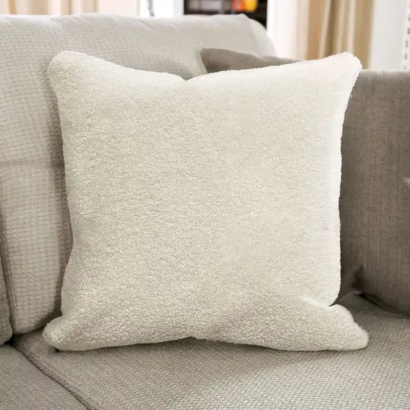 Swik Contemporary Ivory Chenille L-Shaped Sectional by Furniture of America