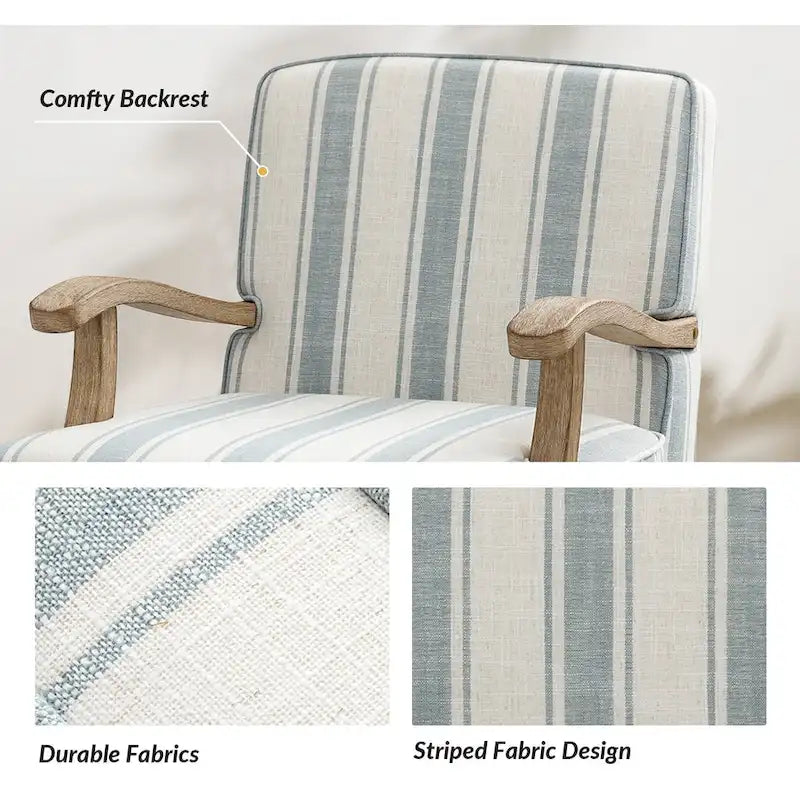 Rinaldo Farmhouse Polyester Armchair with Solid Wood Legs Set of 2 by HULALA HOME