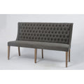 French Tufted Upholstered Dining Banquette Bench (Light Sand Fabric)