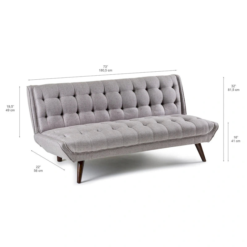 Modern Armless Fabric Grey Sofa Bed Adjustable Folding Sofa - 32.09*71.06*22.05 inches
