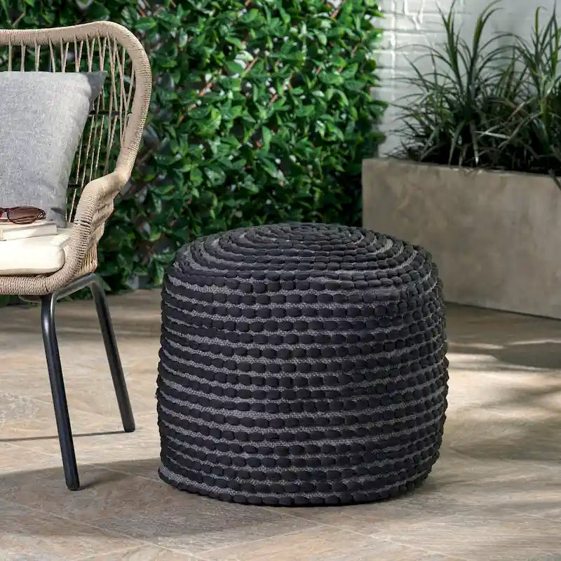 Rococco Handcrafted Fabric Ottoman Pouf by Christopher Knight Home