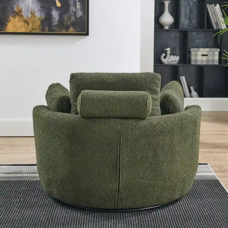 Circle Swivel Chair with Moon Storage Ottoman and 4 Pillows