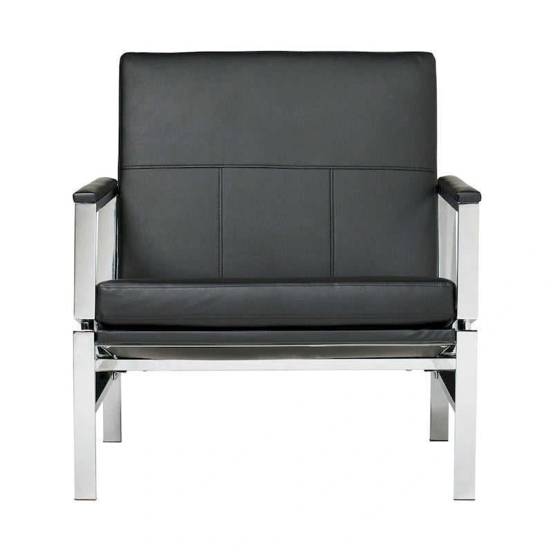 Strick & Bolton Regina Metal and Bonded Leather Mid Century Accent Chair