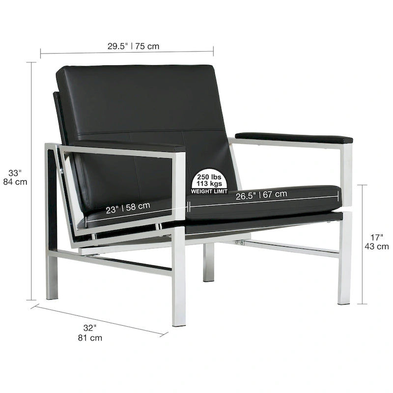 Strick & Bolton Regina Metal and Bonded Leather Mid Century Accent Chair