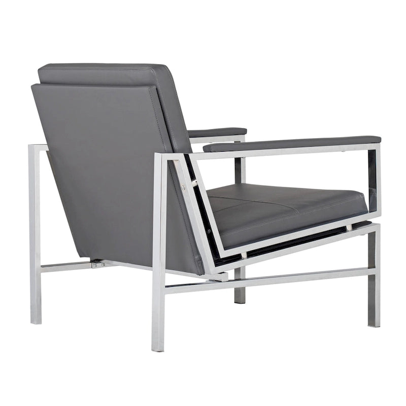 Strick & Bolton Regina Metal and Bonded Leather Mid Century Accent Chair