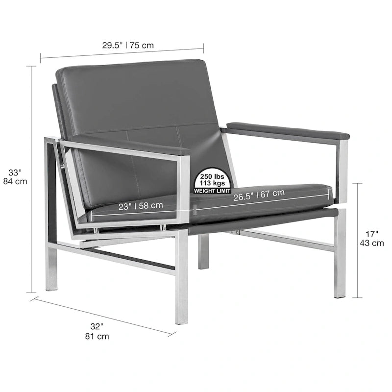 Strick & Bolton Regina Metal and Bonded Leather Mid Century Accent Chair