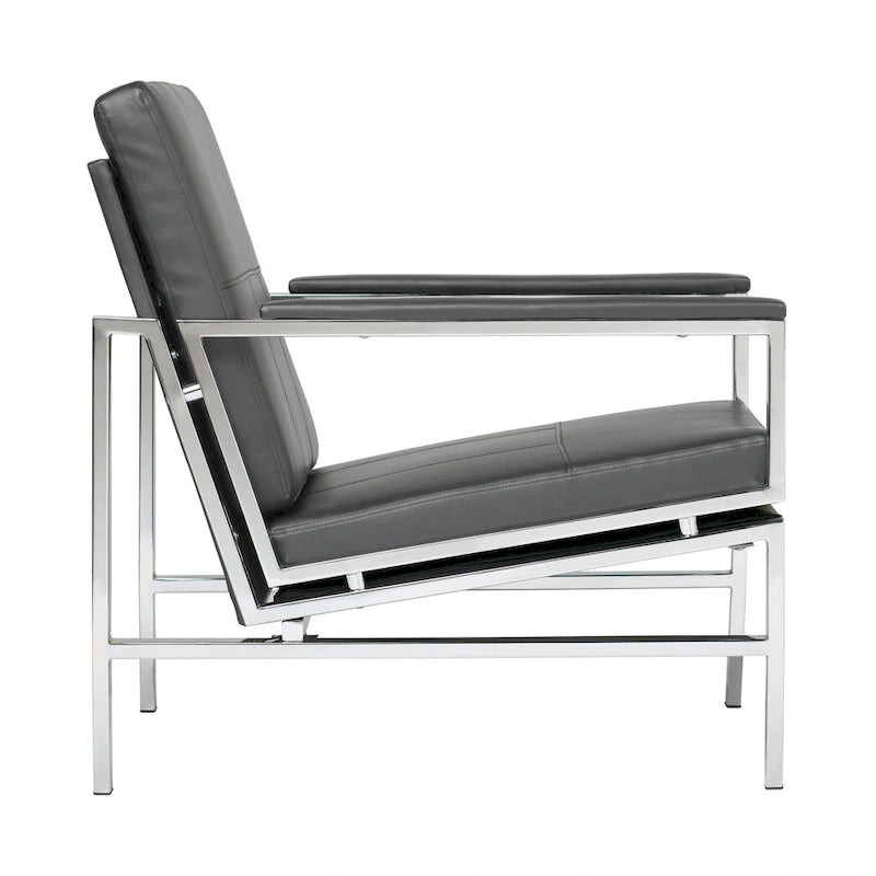 Strick & Bolton Regina Metal and Bonded Leather Mid Century Accent Chair