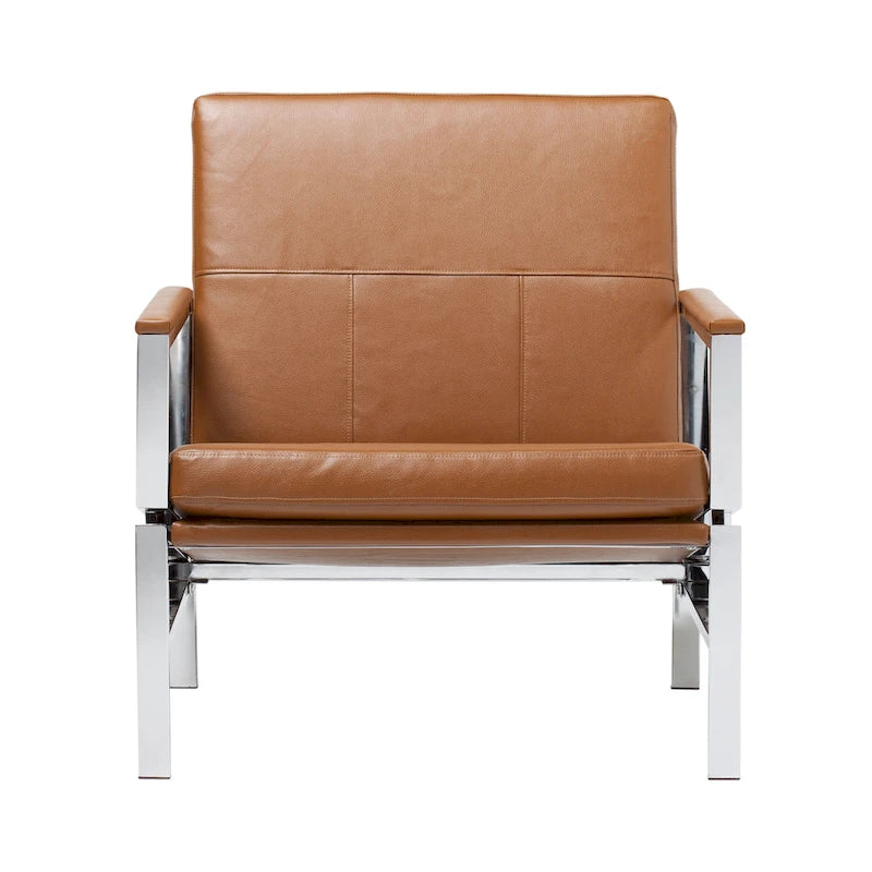 Strick & Bolton Regina Metal and Bonded Leather Mid Century Accent Chair